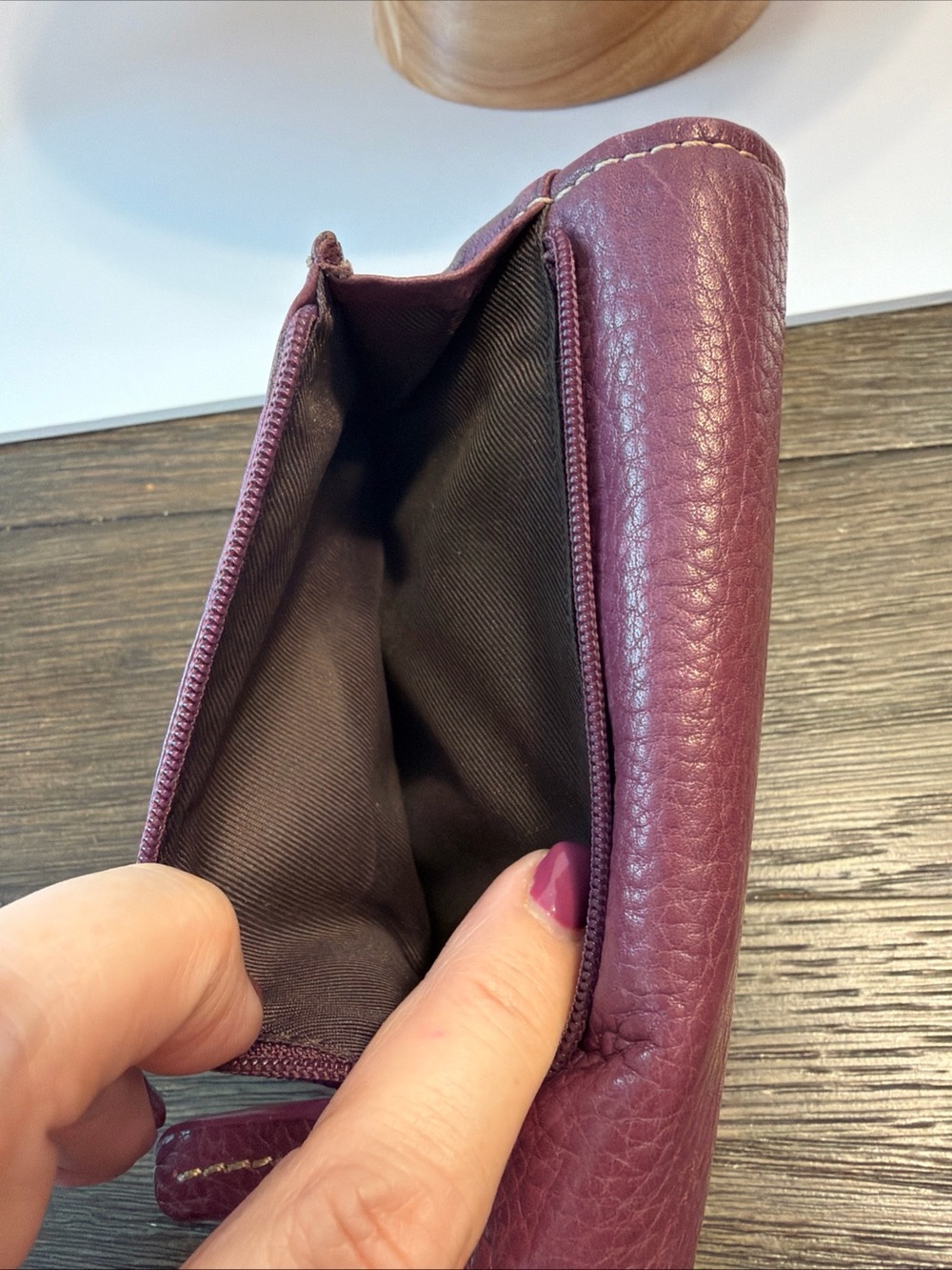 Vintage Fossil Wallet Plum Purple Pebble Leather - Excellent Condition - Picture 3 of 11